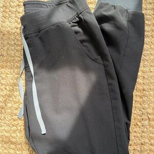 Figs Black Technical Collection Scrub Pants with Gray Label